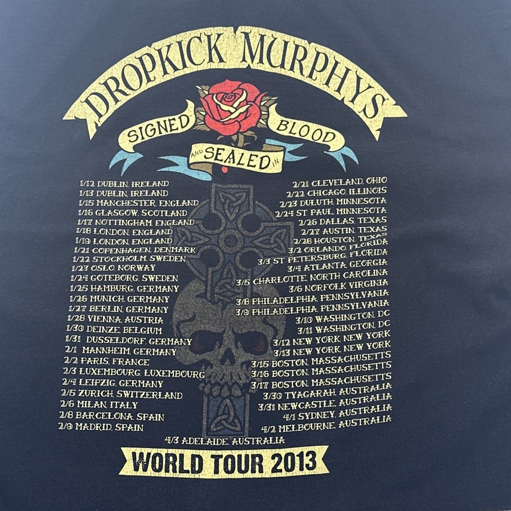 Dropkick Murphys World Tour Signed & Sealed In‎ Blood T-Shirt Black USA Tag XL - Picture 8 of 10